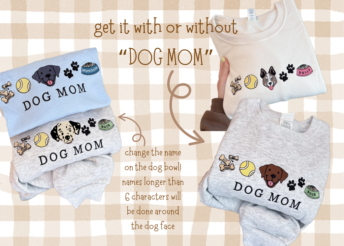 Custom Dog Mom Sweatshirt -- Choose Your Pup Face + Add Their Name!