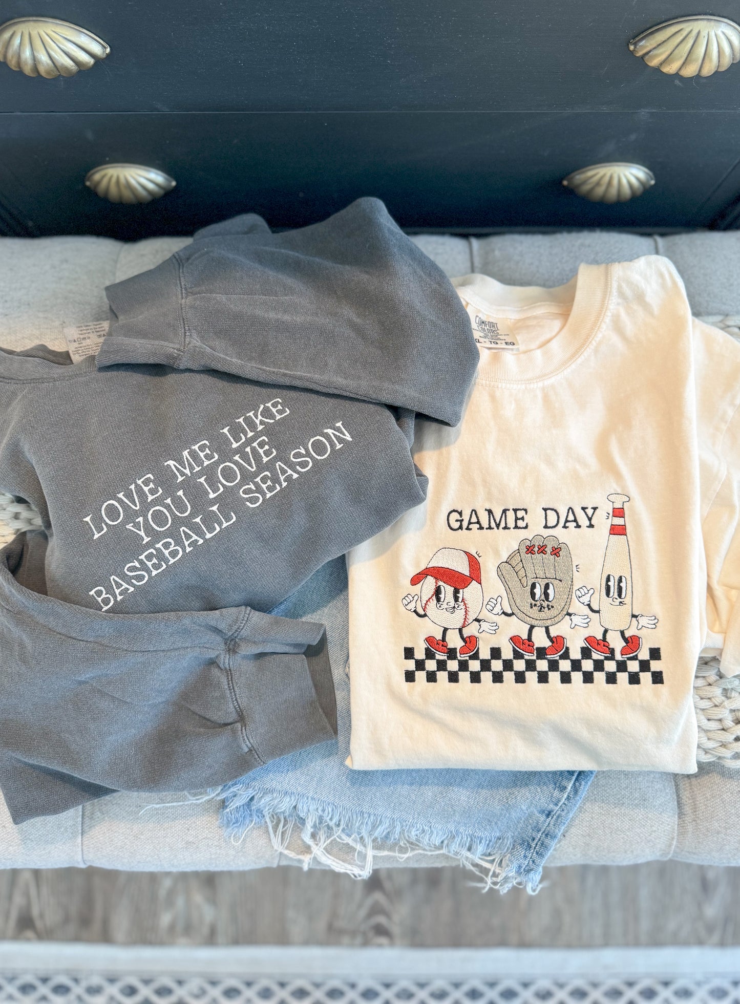 Vintage Game Day Trio -- Embroidered, Lightweight Sweatshirt, Comfort Colors