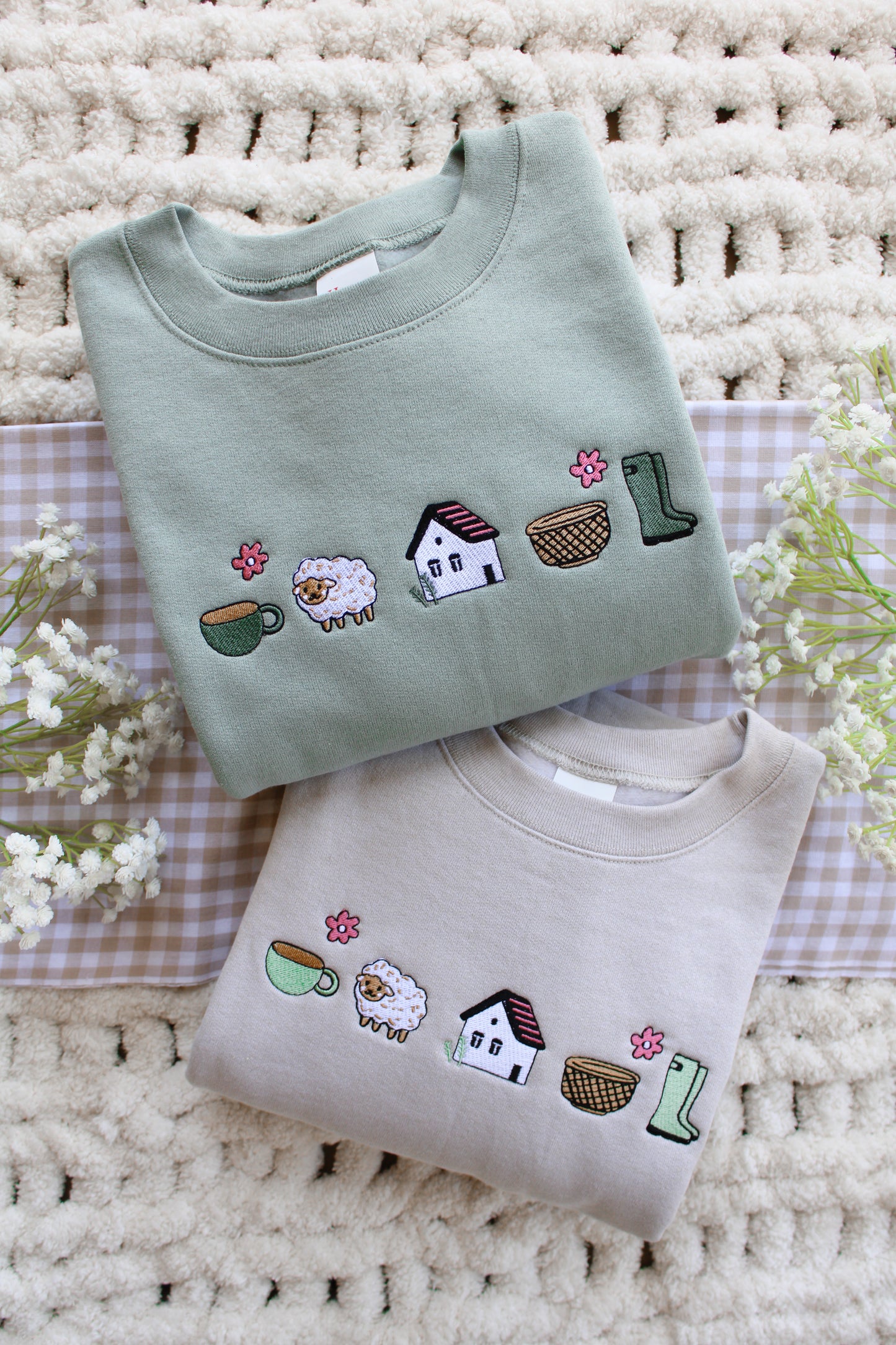 Cottage Icons Embroidered Shirt -- Cottage Core, Grandmillenial Style