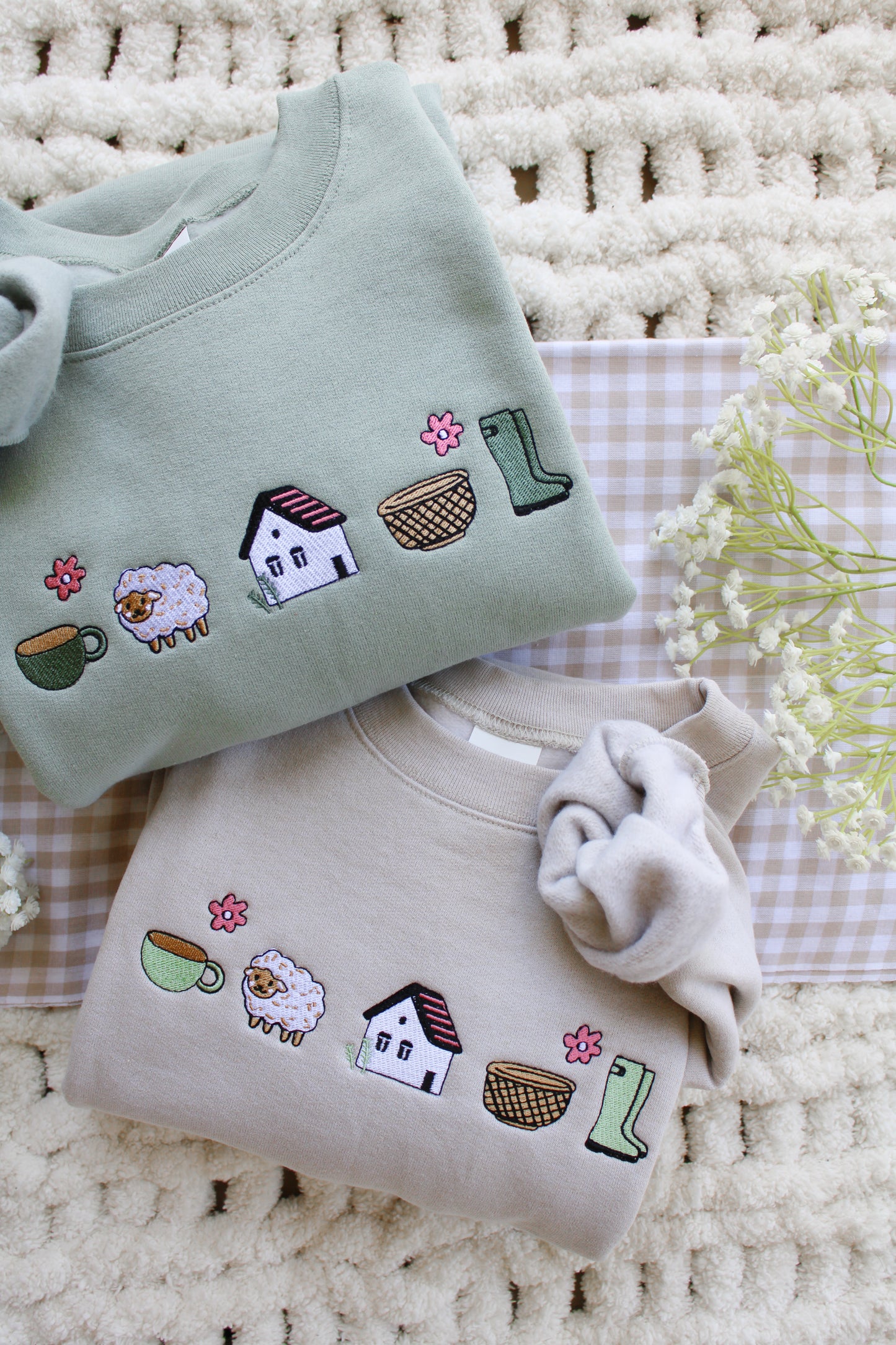 Cottage Icons Embroidered Shirt -- Cottage Core, Grandmillenial Style