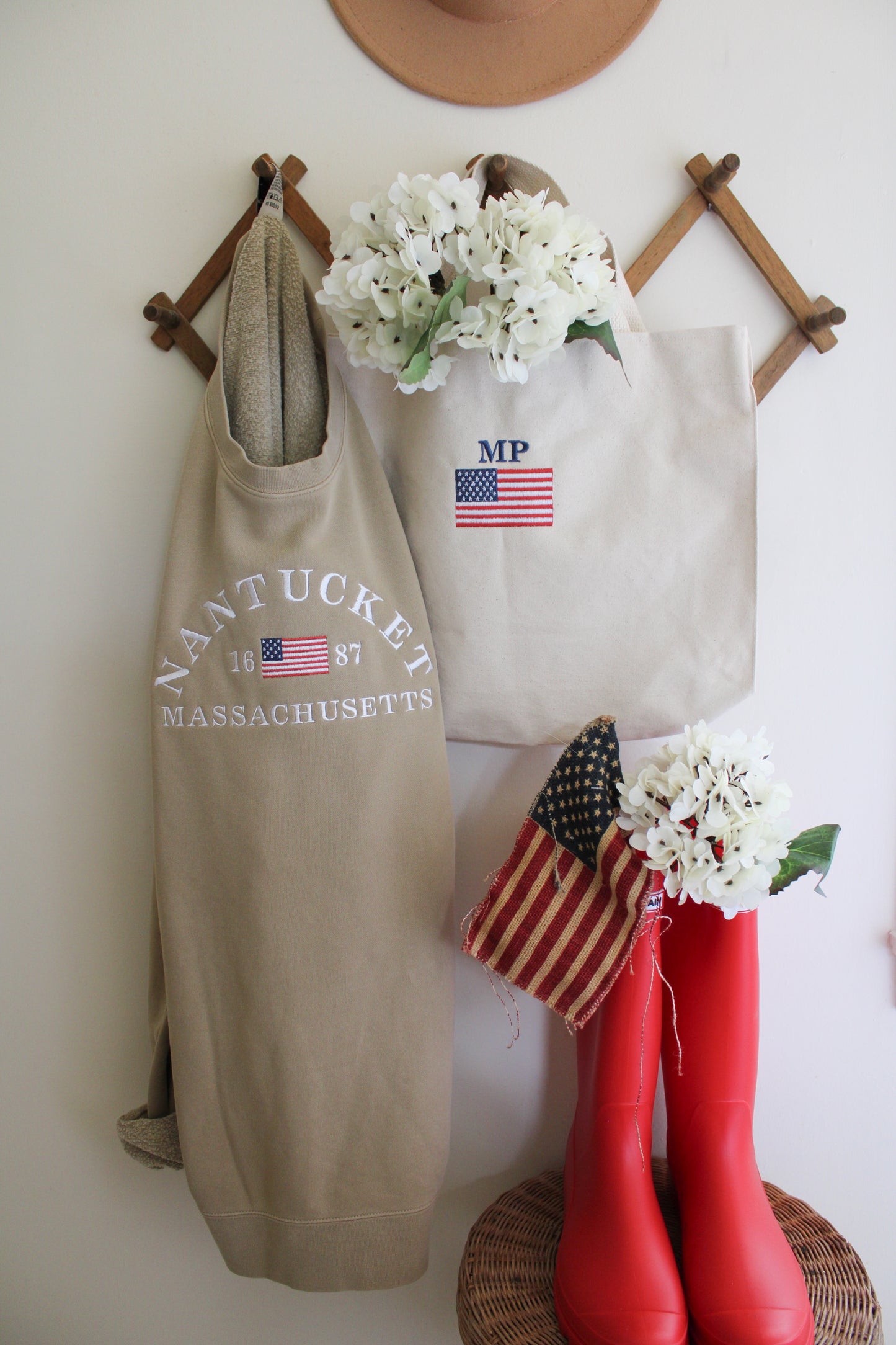 Nantucket Massachusetts, 1687 American Flag Shirt