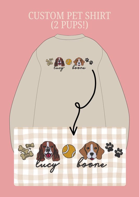Custom Dog Shirt (2 PUPS!) -- Choose Your Pup Face + Add Their Name!