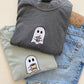 Little Ghost Coffee Tee -- Comfort Colors, Embroidered, Halloween Tee