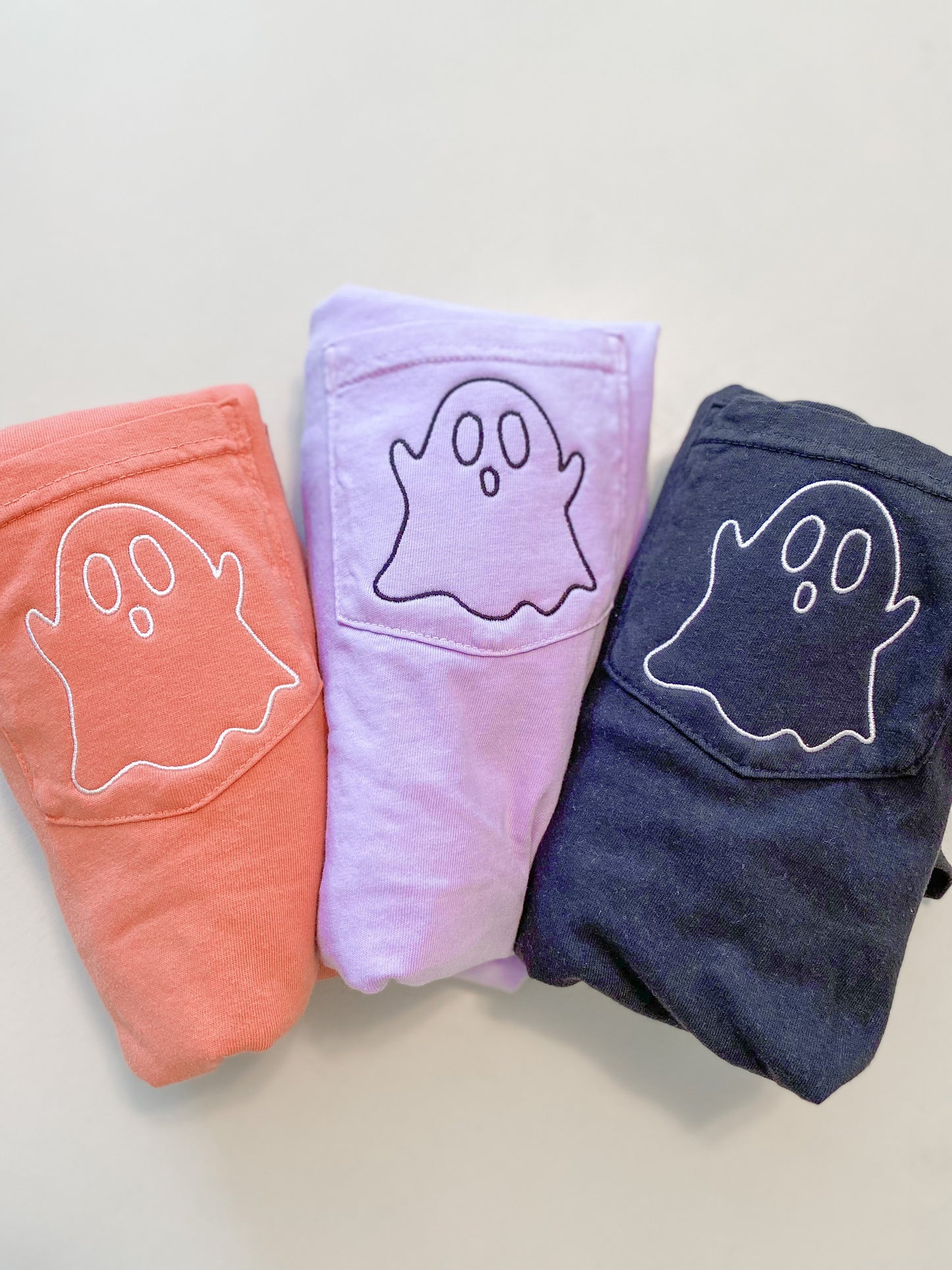 Ghost Pocket Tee -- Embroidered, Comfort Colors