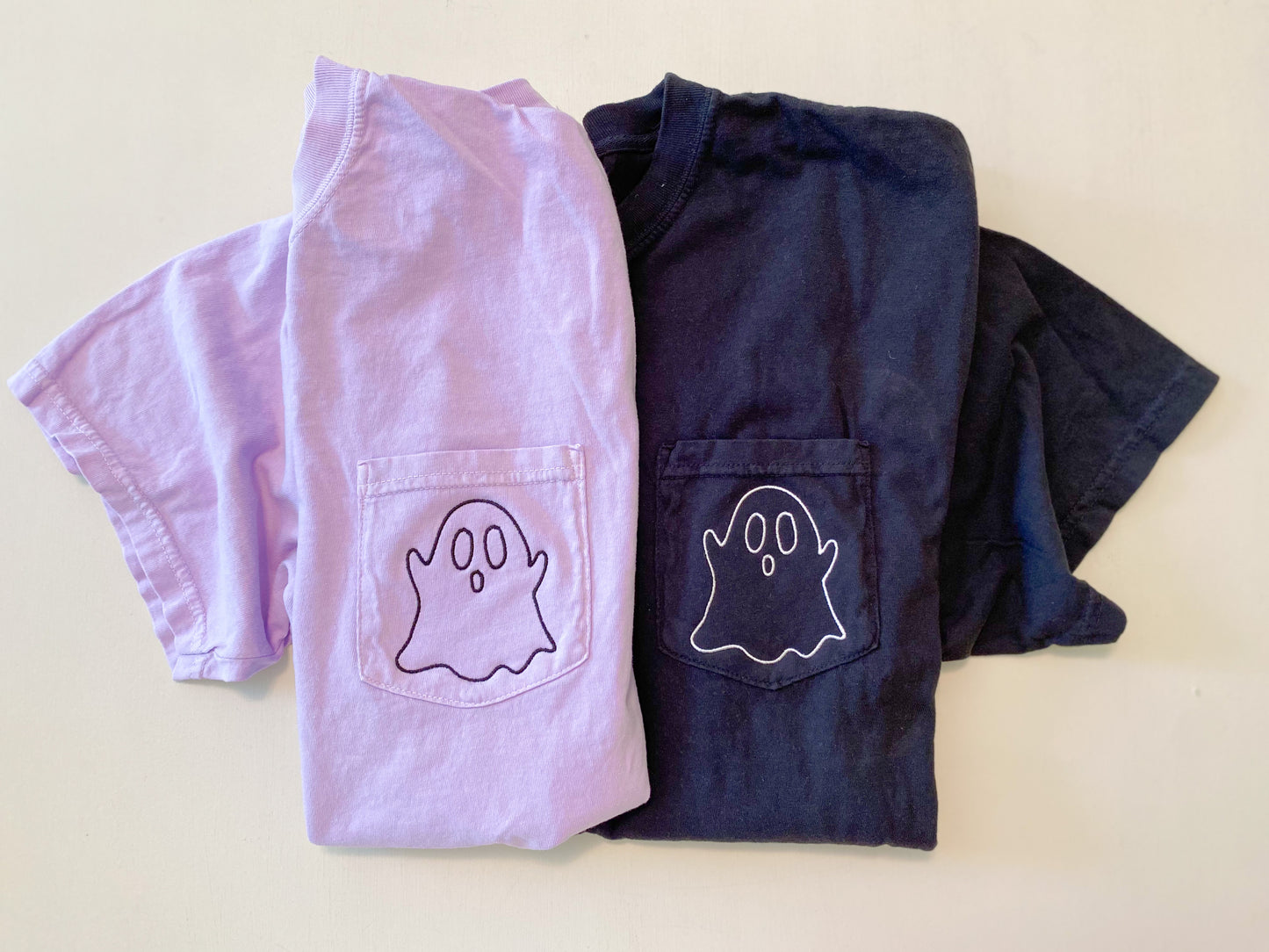 Ghost Pocket Tee -- Embroidered, Comfort Colors