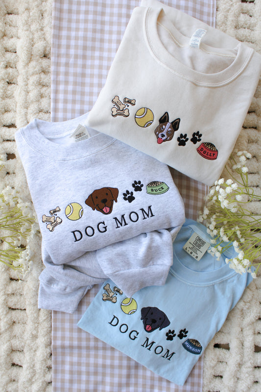 Custom Dog Mom Sweatshirt -- Choose Your Pup Face + Add Their Name!