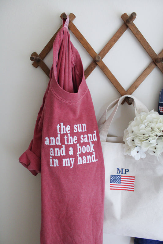 Sun, Sand, Book in My Hand Embroidered Shirt