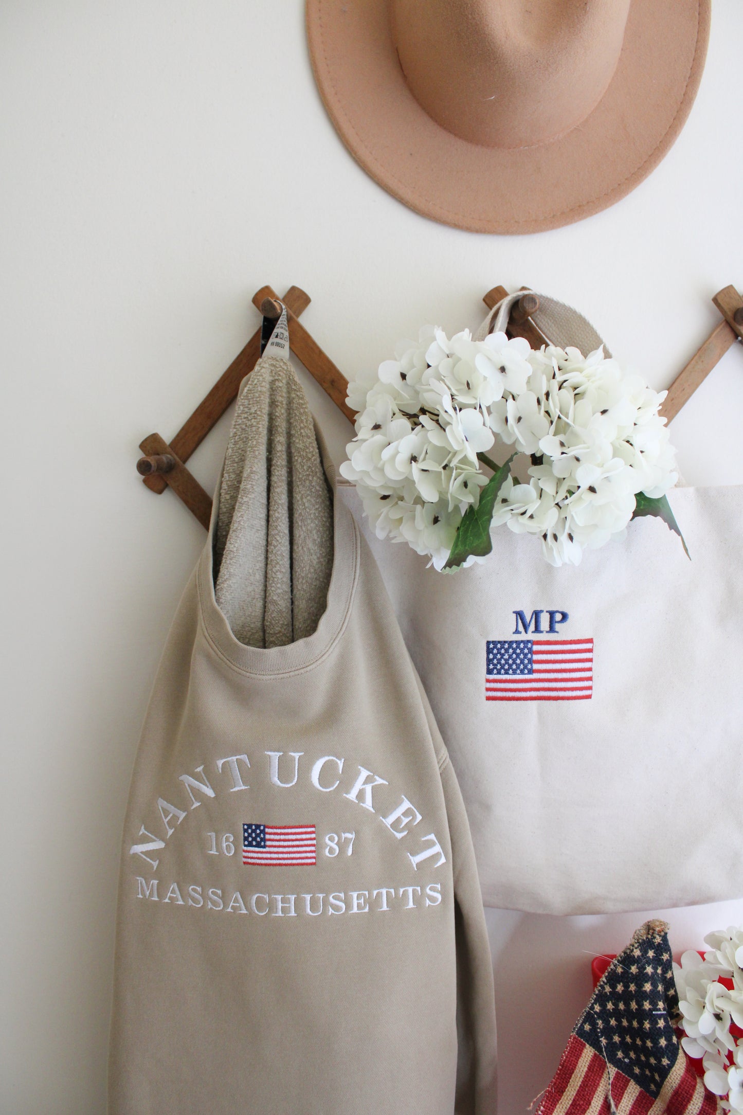 Nantucket Massachusetts, 1687 American Flag Shirt