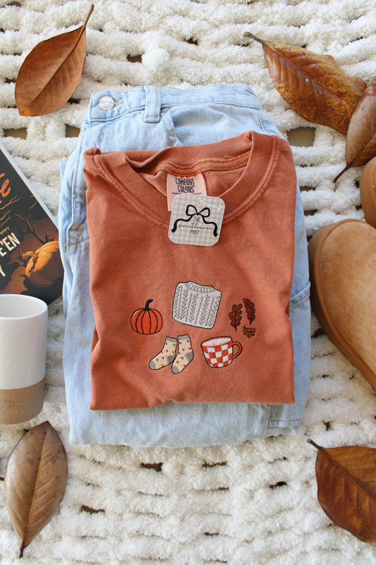 Medium Dainty Cozy Collage Embroidered Tee