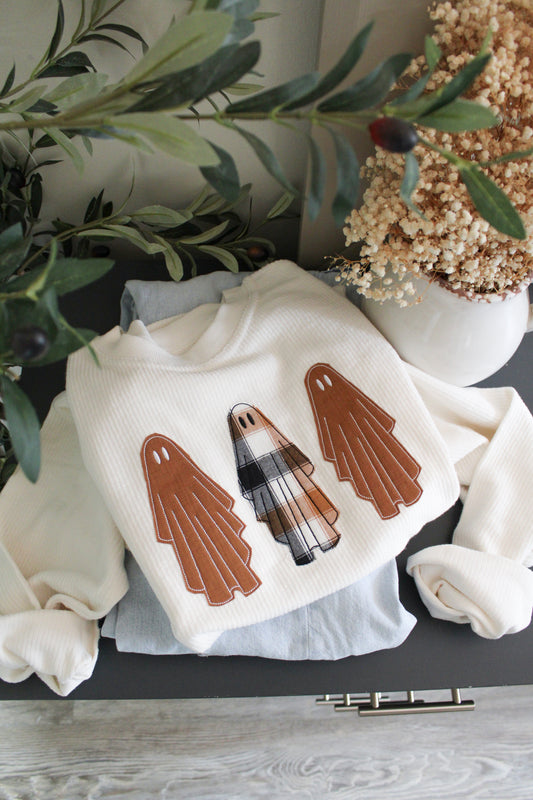 Large Fabric Ghost Trio Corded Crewneck