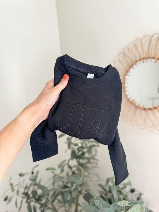 Kids Name Sweatshirt -- Embroidered, Toddler, + Youth Sizes