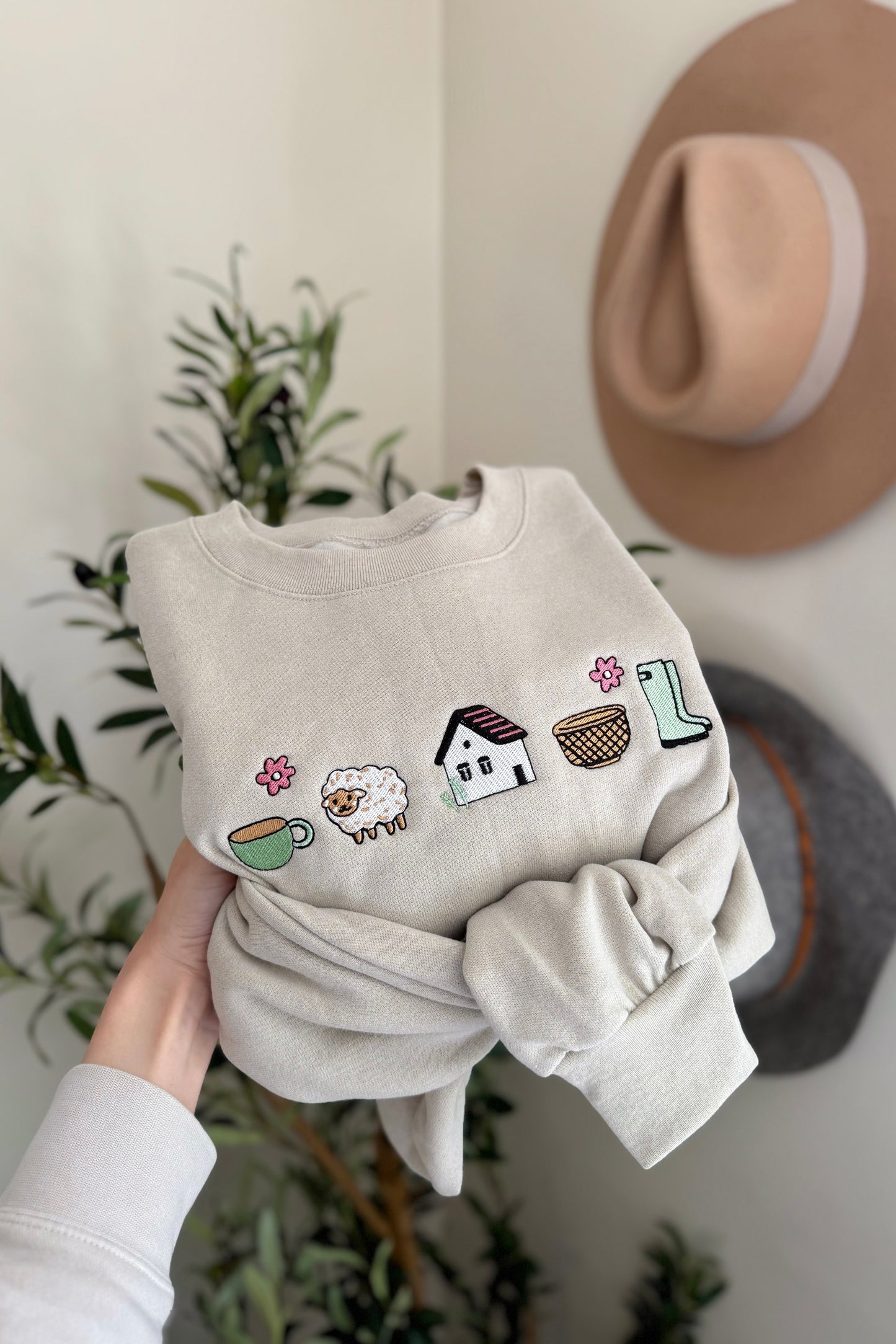 Cottage Icons Embroidered Shirt -- Cottage Core, Grandmillenial Style
