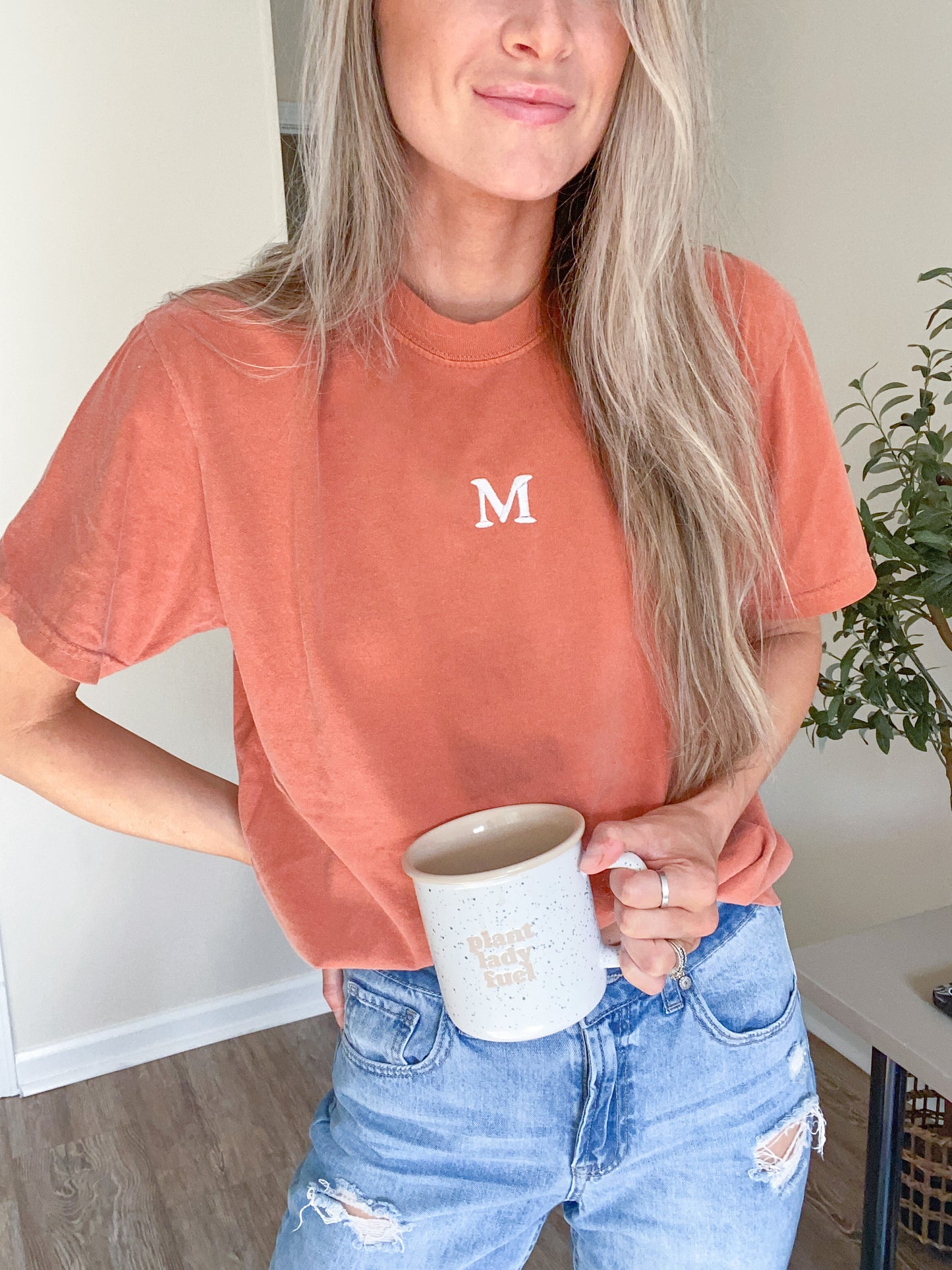 Single Initial Tee -- Comfort Colors, Large Letter, Dainty Initial T-Shirt
