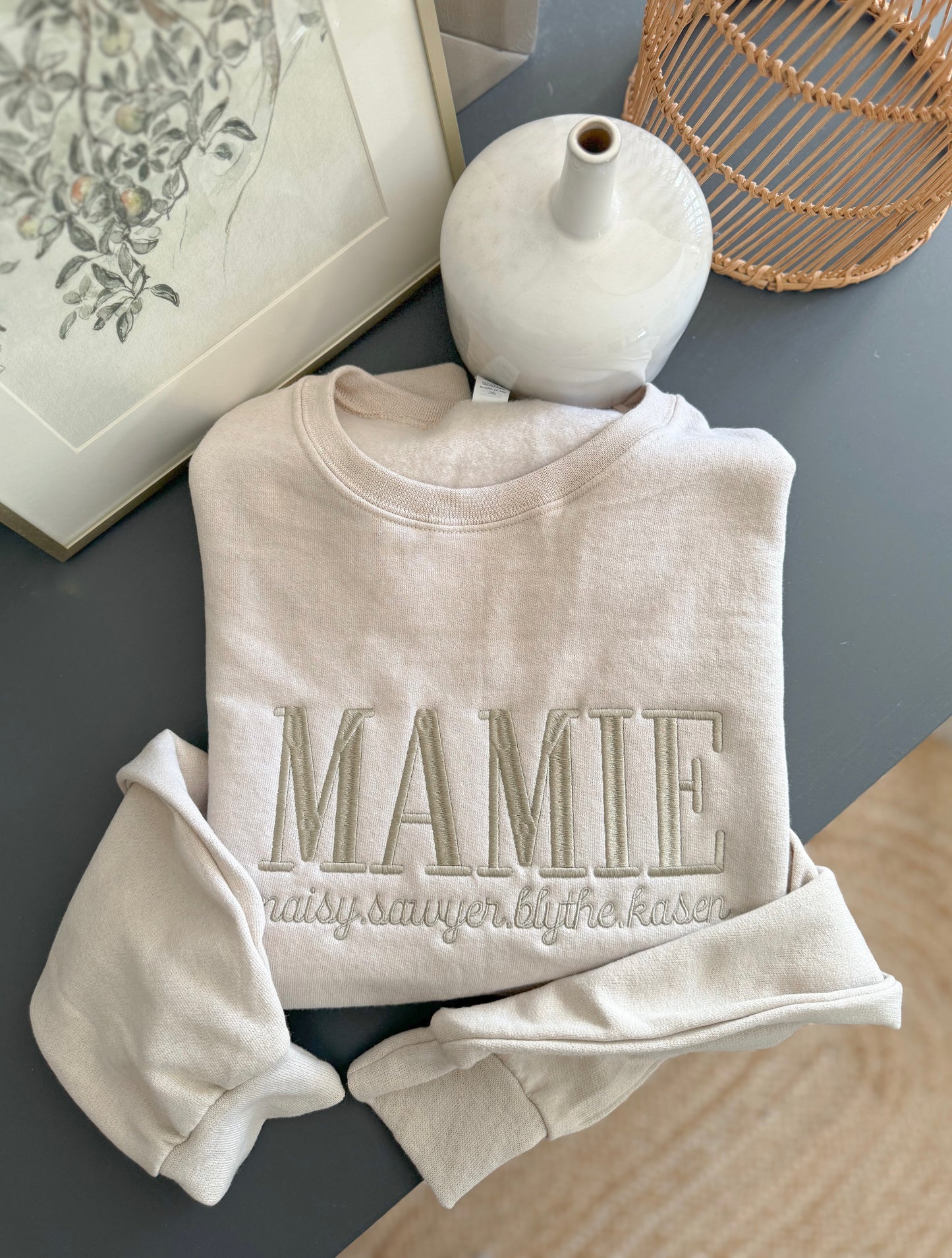 Custom Embroidered Sweatshirt, Wifey, Mama -- Mama Gift, Bridal Gift, Customizable Wording!
