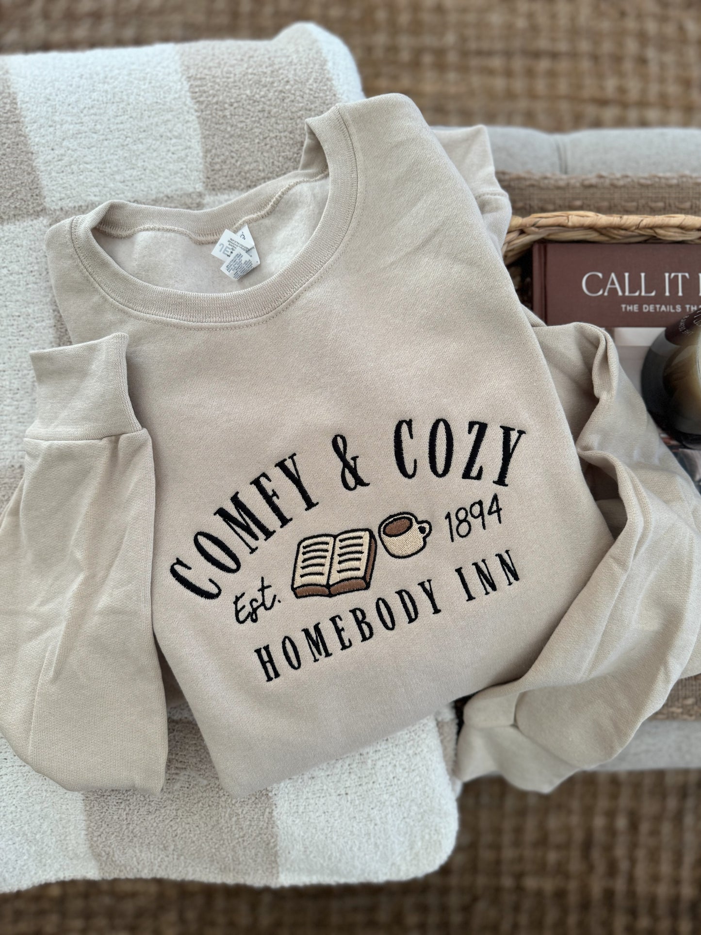 Comfy & Cozy | Homebody Inn Sweatshirt -- Embroidered Sweatshirt, Travel Sweatshirt, Gifts for Her