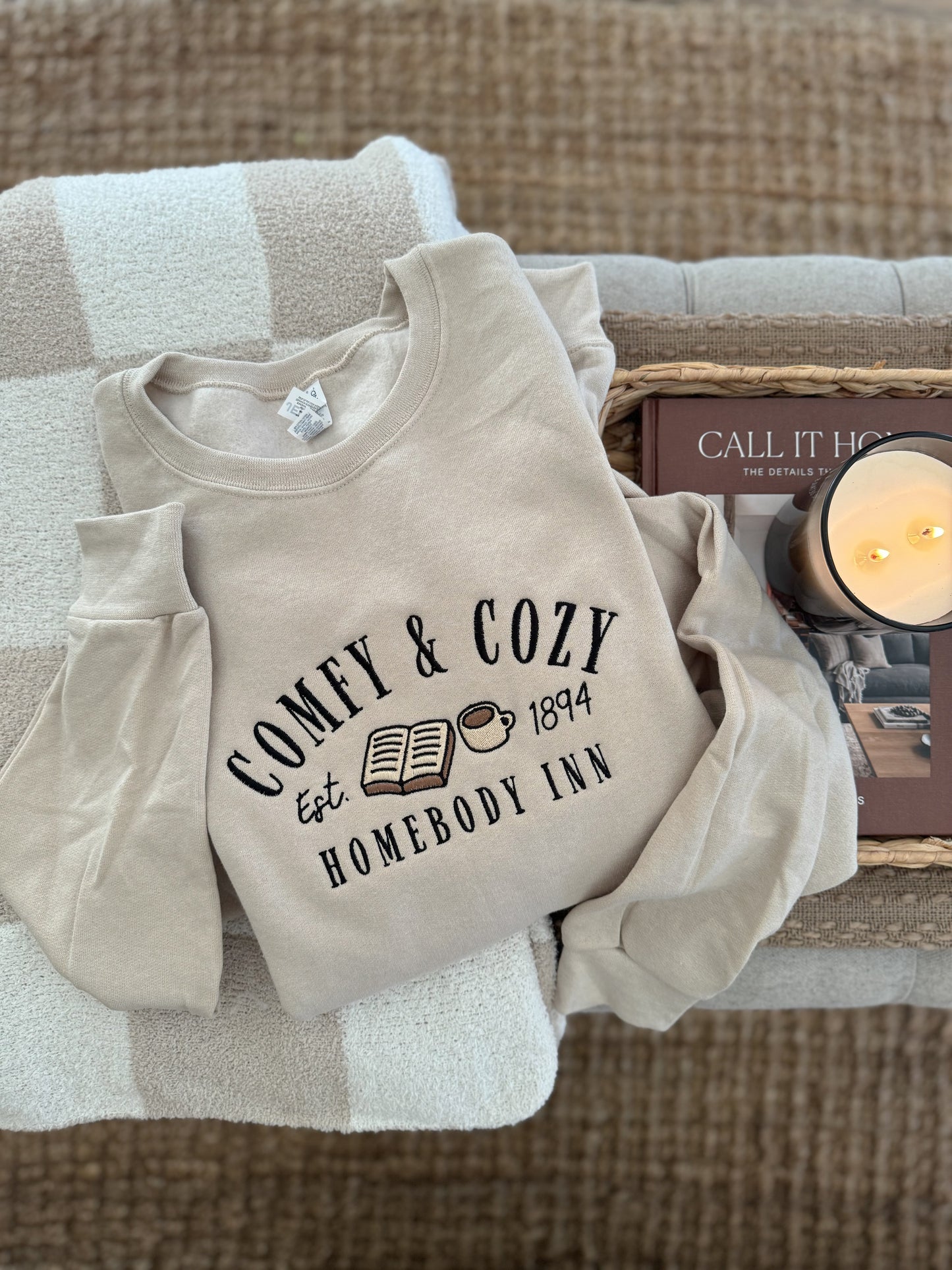 Comfy & Cozy | Homebody Inn Sweatshirt -- Embroidered Sweatshirt, Travel Sweatshirt, Gifts for Her