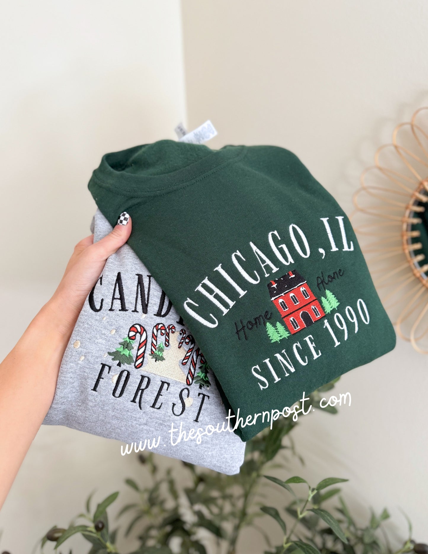 Chicago, IL Travel Sweatshirt, Embroidered -- Home Alone Inspired, Christmas Sweatshirt