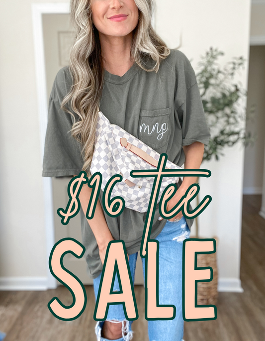 Surprise Comfort Colors Tshirt Sale -- Simple Monogram Tee