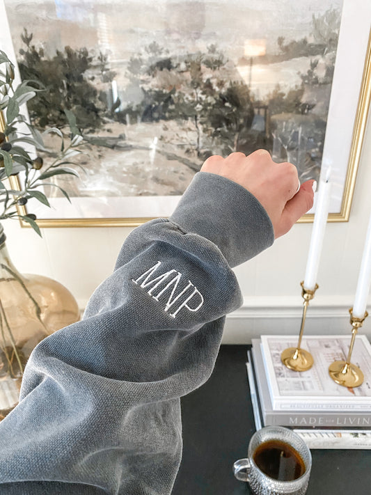 Sleeve Monogrammed Sweatshirt -- Simplicity, Comfort Colors Brand