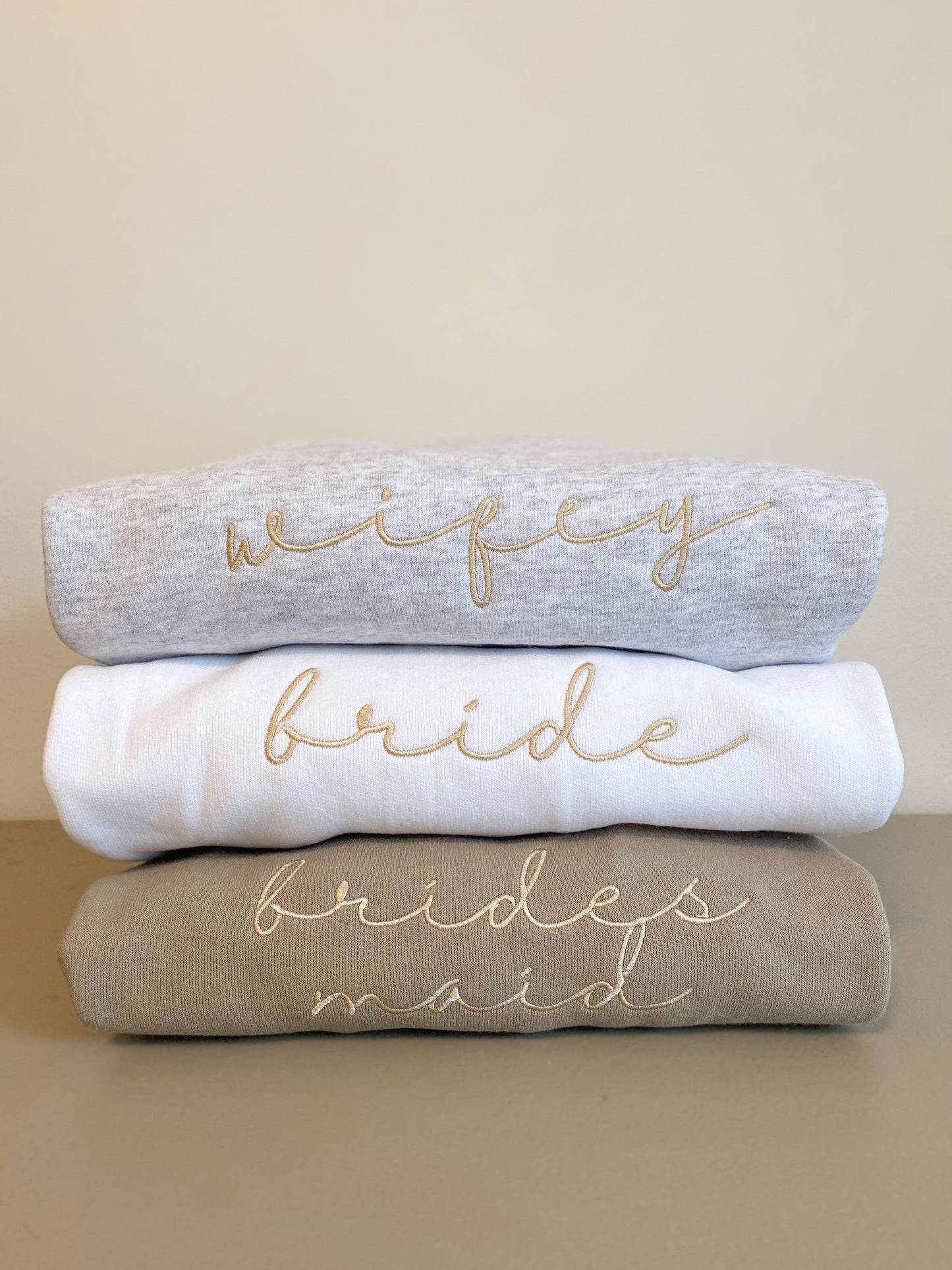 Wifey Sweatshirt -- Custom Calligraphy Sweatshirt, Bridal Party Shirts