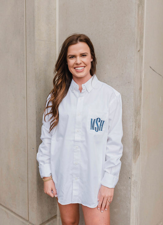 Bridal Party Button Downs -- Embroidered, Oversized Button Down for Wedding Parties